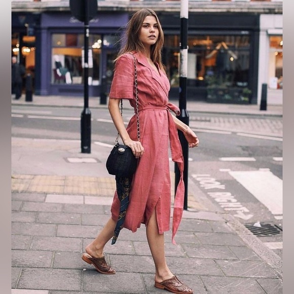 Free People Klara Wrap Midi Linen Dress - Picture 2 of 12